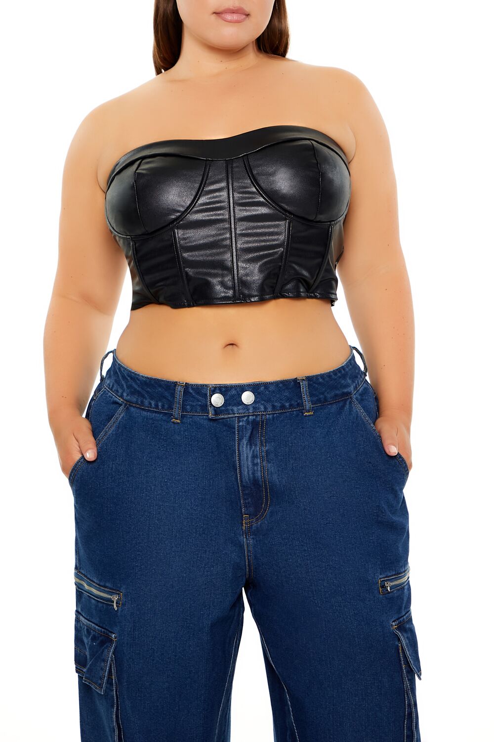 Plus Size Faux Leather Tube Top - Forever 21