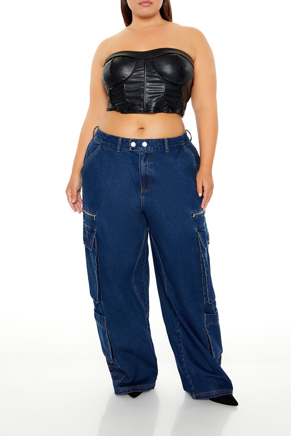 Plus Size Faux Leather Tube Top - Forever 21