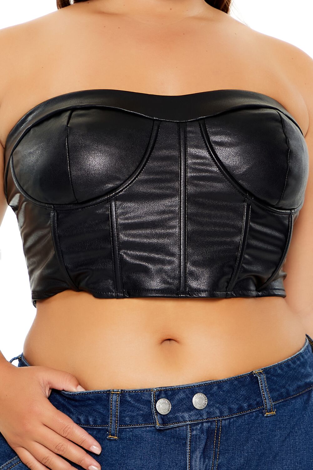 Plus Size Faux Leather Tube Top - Forever 21