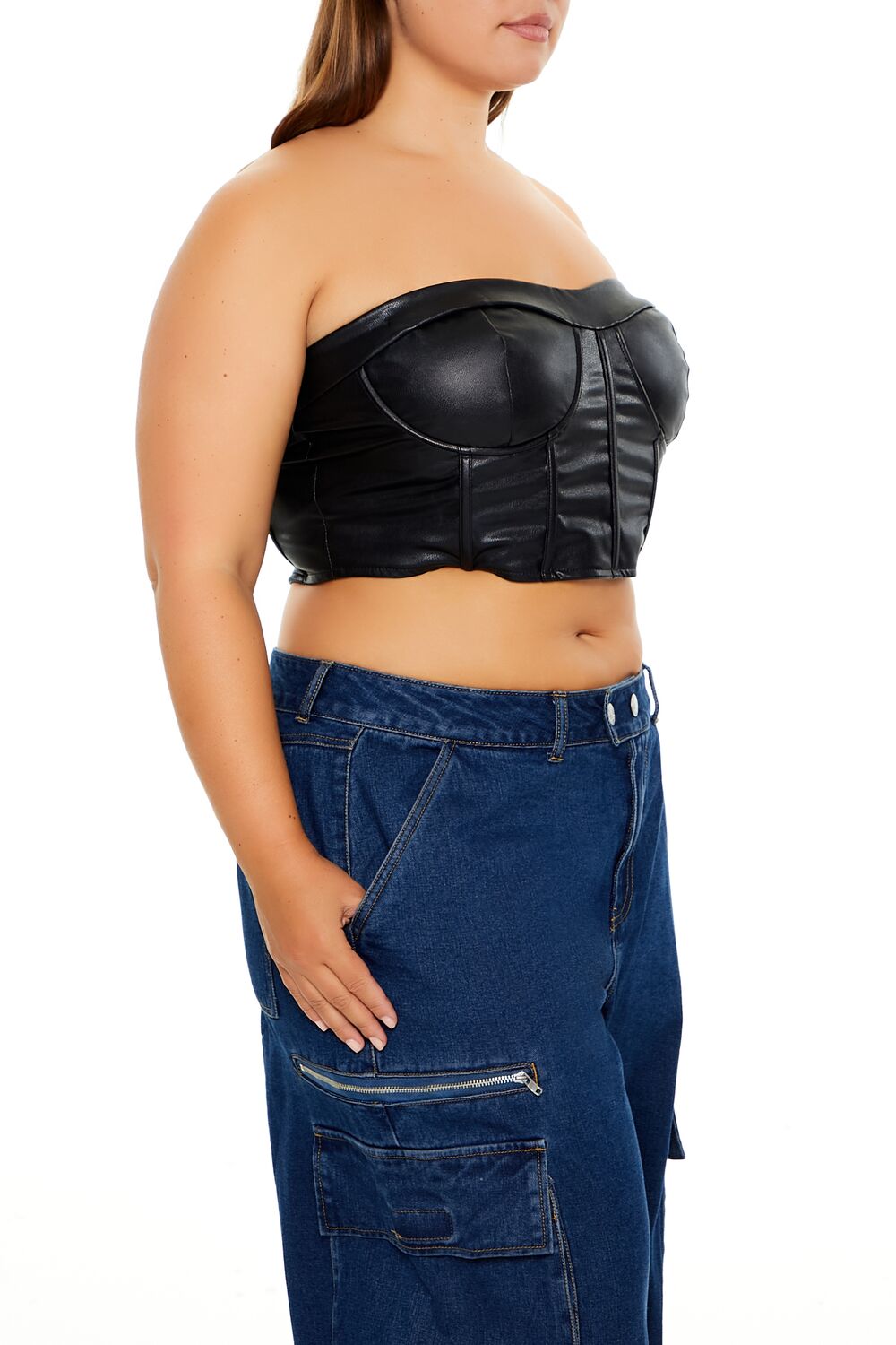 Plus Size Faux Leather Tube Top - Forever 21