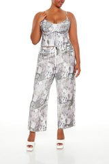 Plus Size Abstract Print Bustier Cami - Forever 21