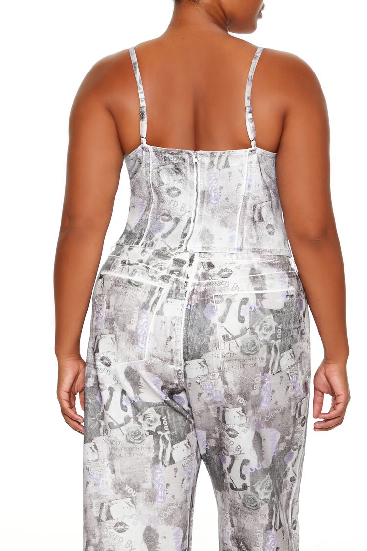 Plus Size Abstract Print Bustier Cami - Forever 21
