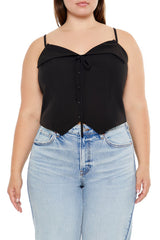 Plus Size Button-Front Cropped Cami - Forever 21