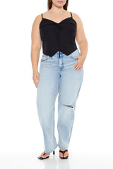 Plus Size Button-Front Cropped Cami - Forever 21