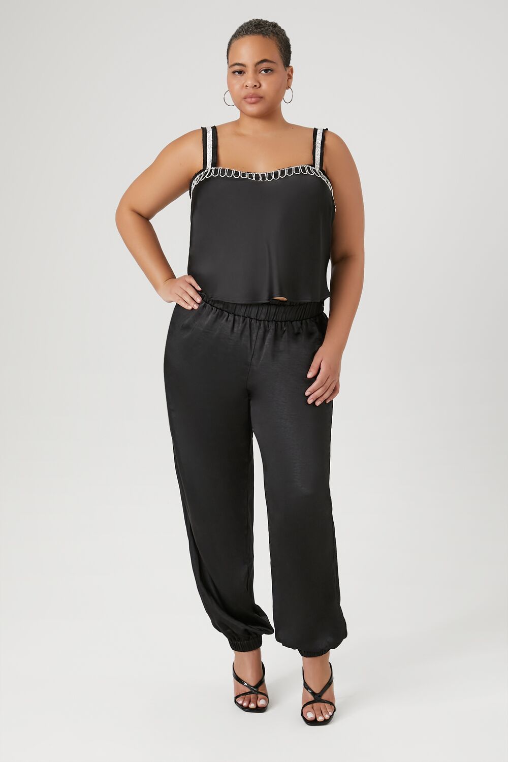 Plus Size Rhinestone-Trim Cami - Forever 21