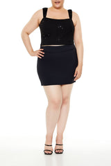 Plus Size Flower Sequin Crop Top - Forever 21