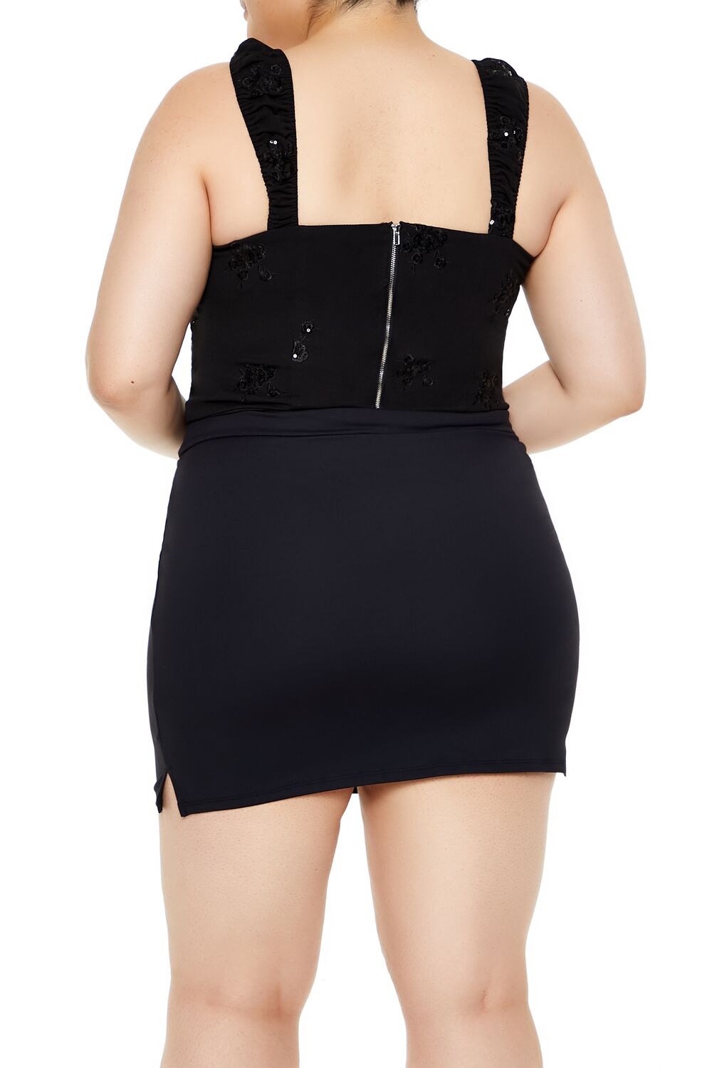 Plus Size Flower Sequin Crop Top - Forever 21
