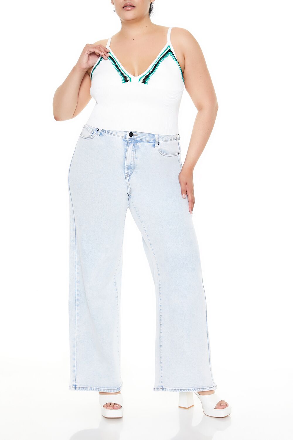 Plus Size Embroidered Sweater-Knit Cami - Forever 21