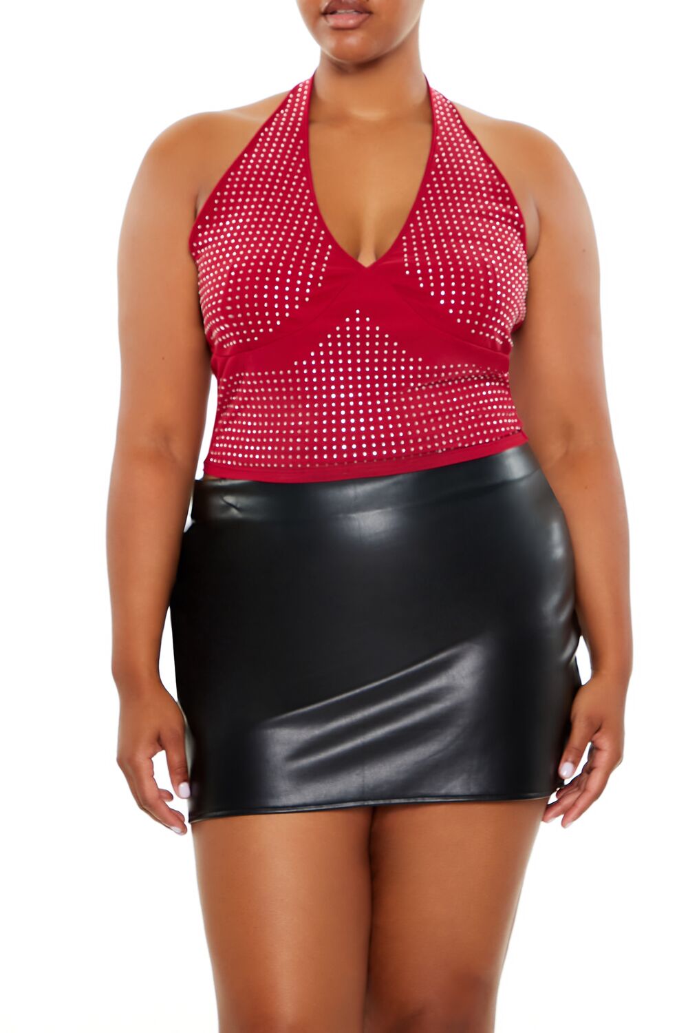 Plus Size Rhinestone Halter Top - Forever 21