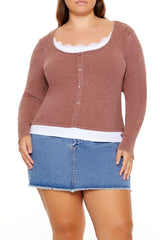 Plus Size Ribbed Henley Top - Forever 21