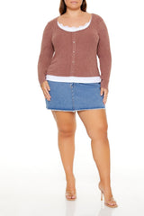 Plus Size Ribbed Henley Top - Forever 21