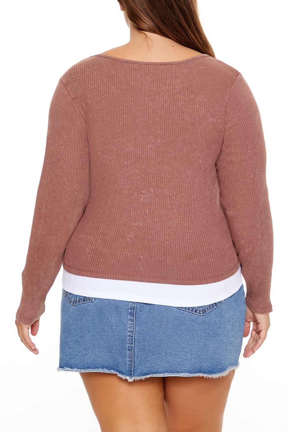 Plus Size Ribbed Henley Top - Forever 21