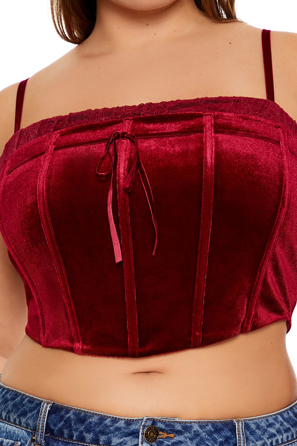 Plus Size Velvet Cropped Cami - Forever 21