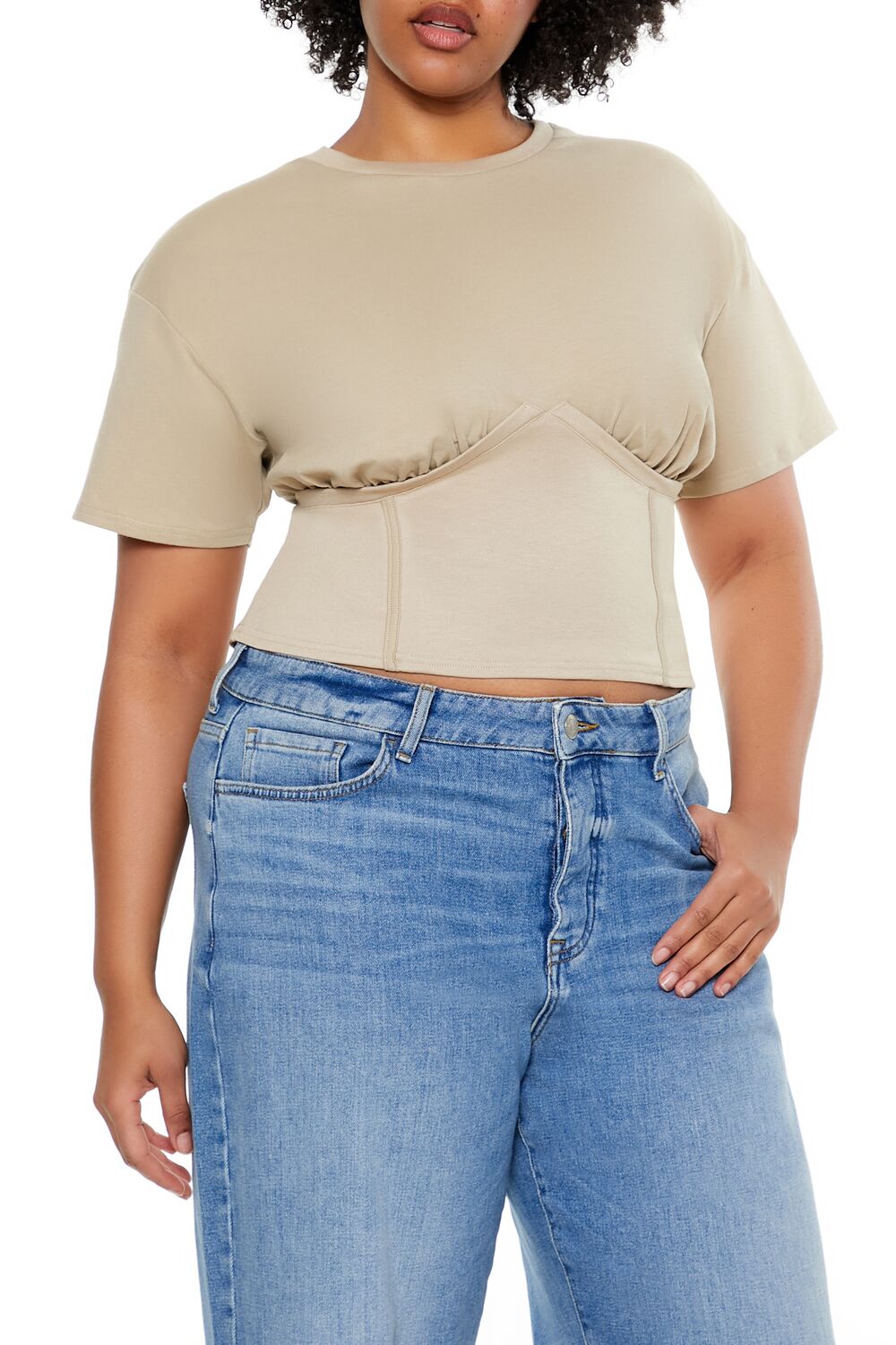 Plus Size Cropped Bustier Tee - Forever 21
