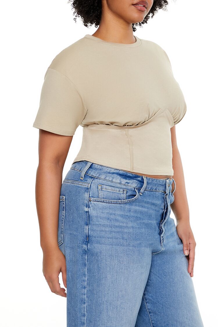 Plus Size Cropped Bustier Tee - Forever 21