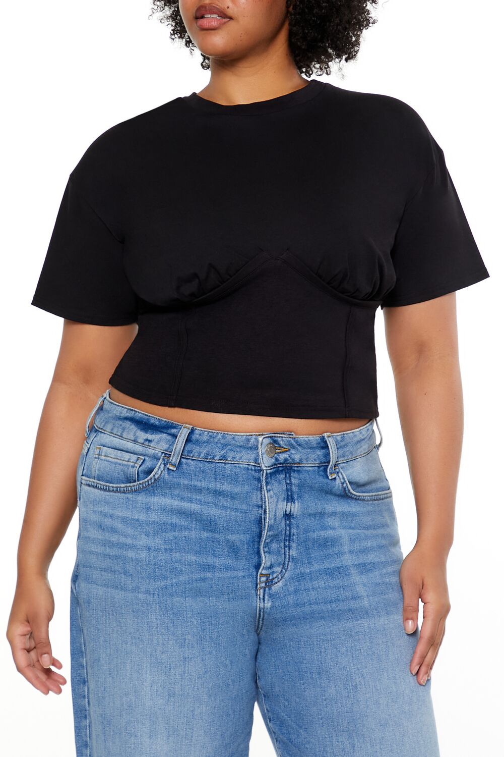 Plus Size Cropped Bustier Tee - Forever 21