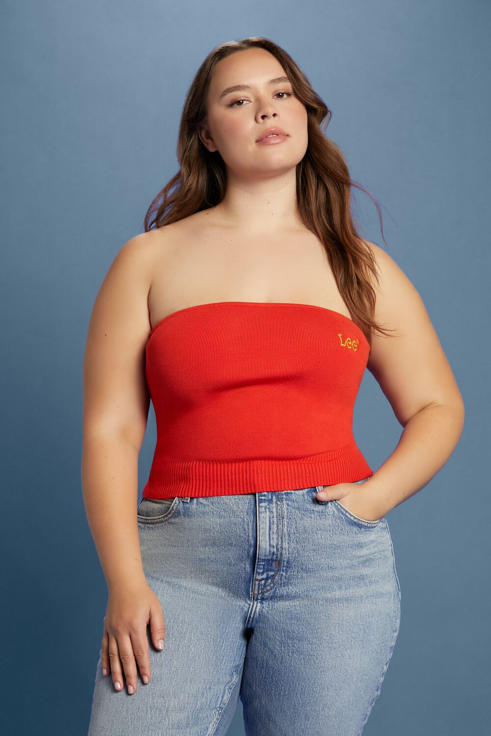 Plus Size Lee Sweater-Knit Tube Top - Forever 21