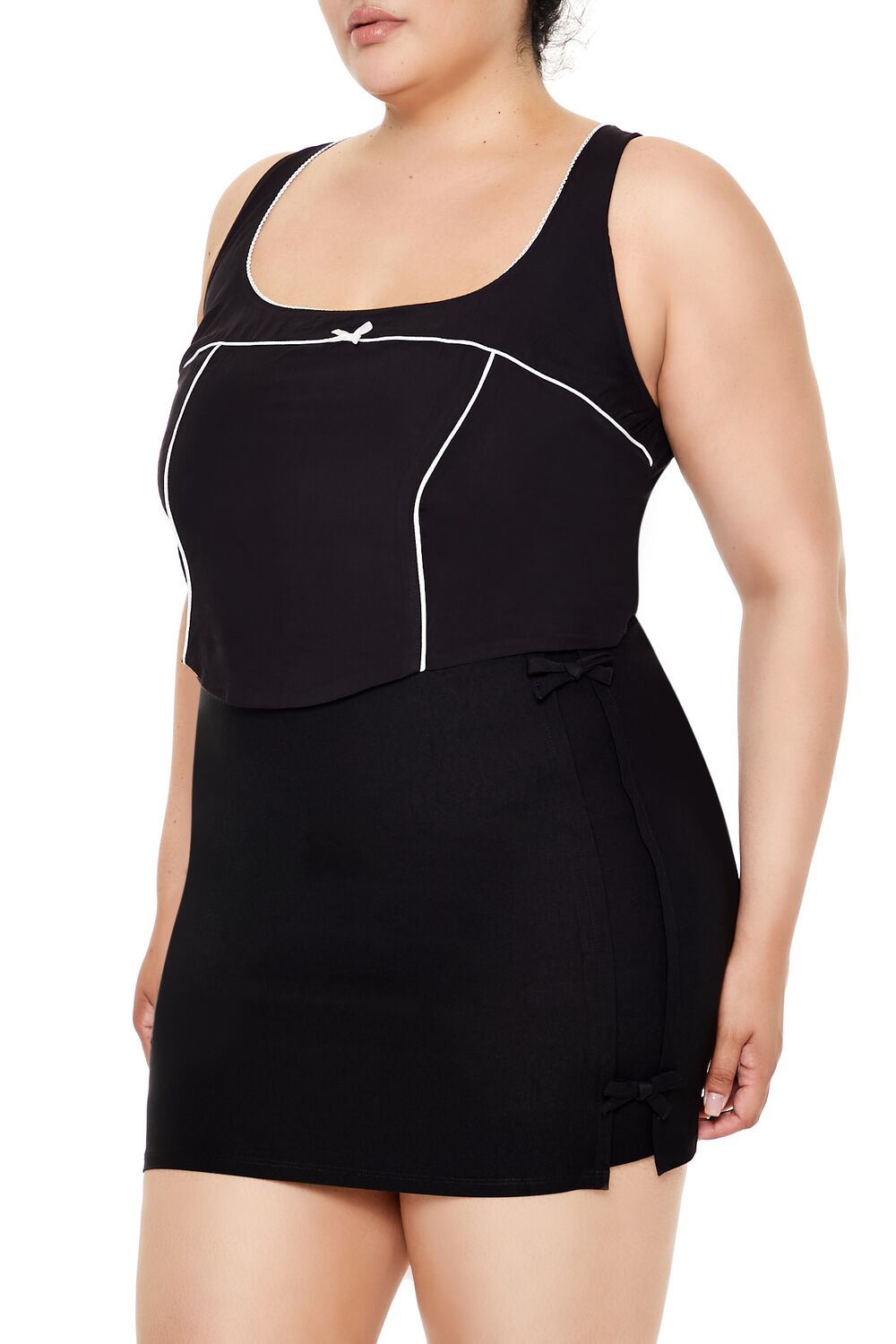 Plus Size Two-Tone Bow Crop Top - Forever 21