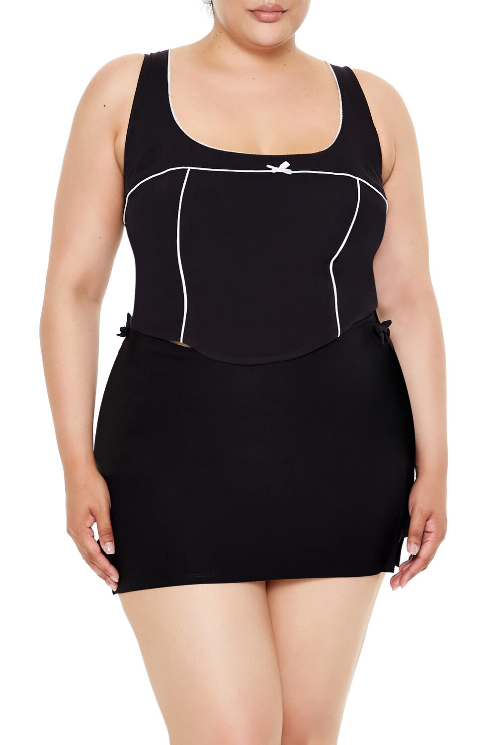 Plus Size Two-Tone Bow Crop Top - Forever 21