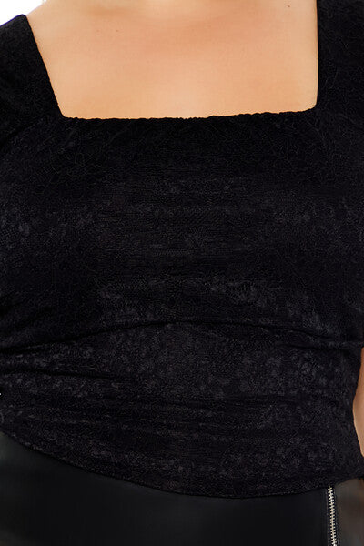 Plus Size Lace-Up Lace Top - Forever 21