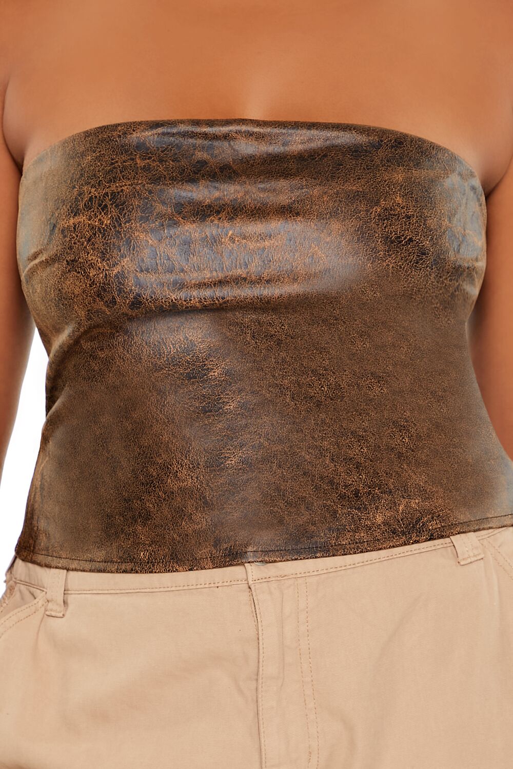 Plus Size Faux Leather Tube Top - Forever 21