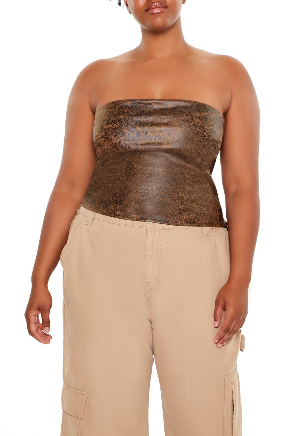 Plus Size Faux Leather Tube Top - Forever 21