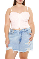 Plus Size Striped Cropped Cami - Forever 21