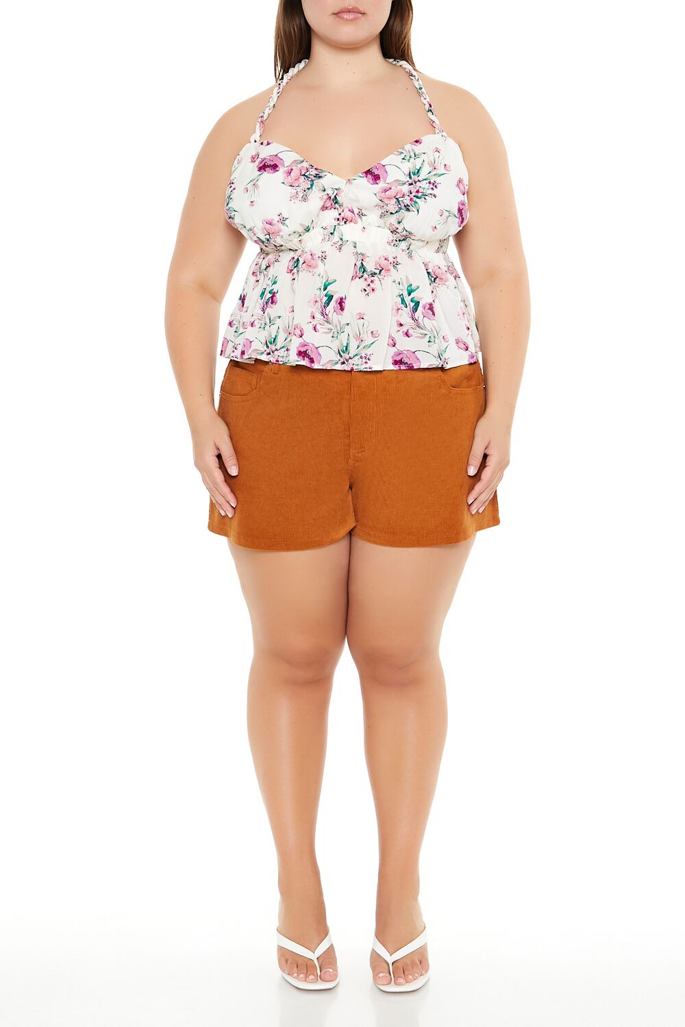 Plus Size Floral Print T-Back Cami - Forever 21
