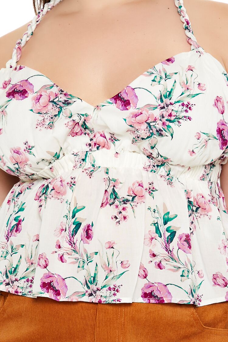 Plus Size Floral Print T-Back Cami - Forever 21