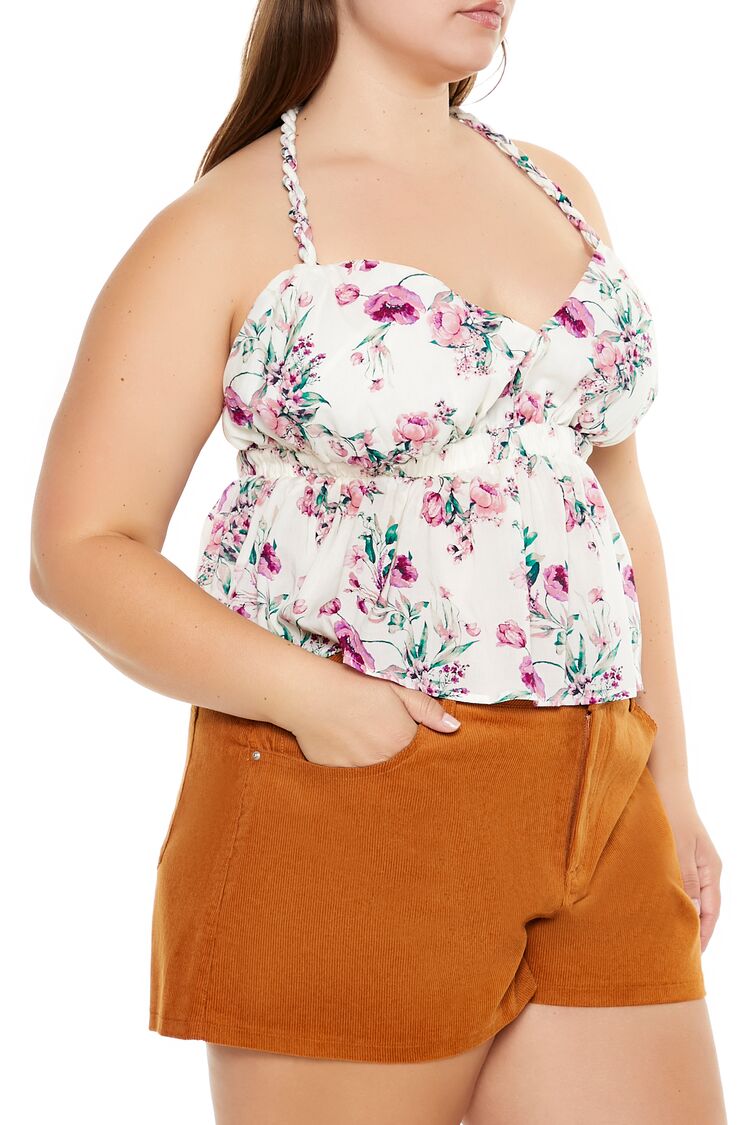 Plus Size Floral Print T-Back Cami - Forever 21