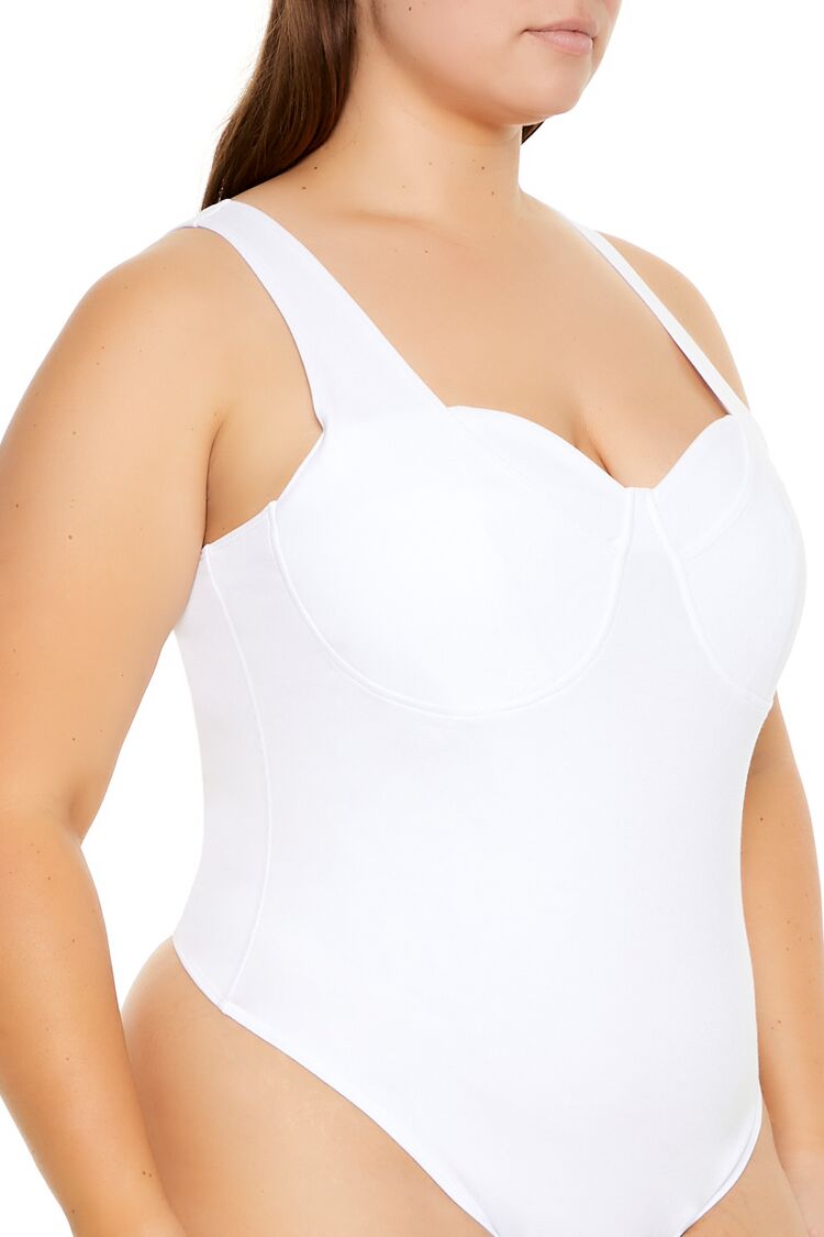 Plus Size Ponte Knit Thong Bodysuit - Forever 21