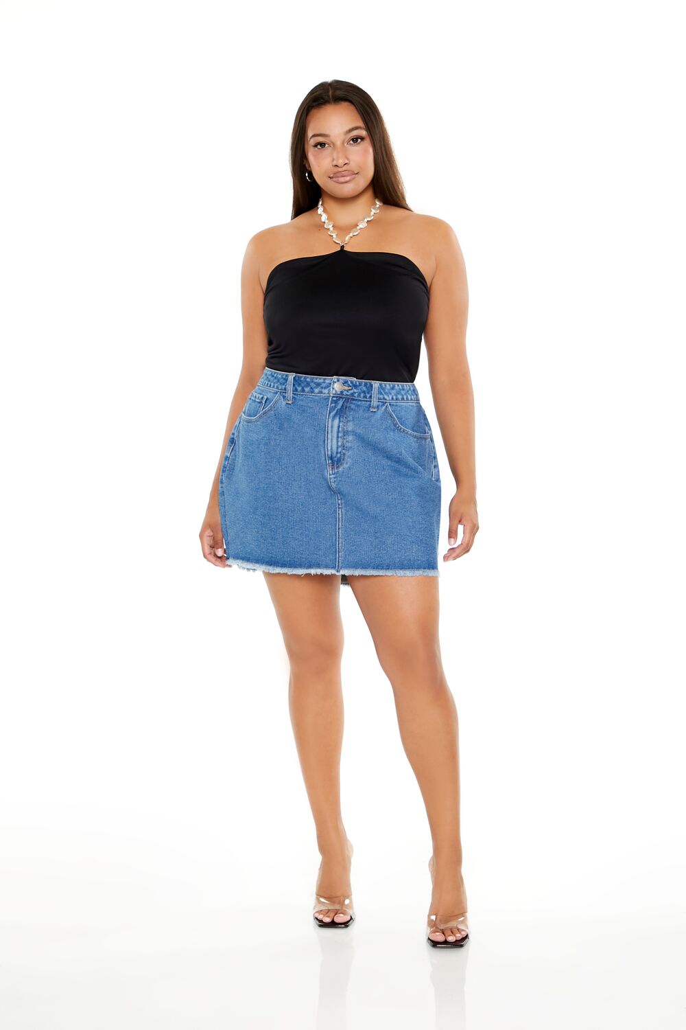 Plus Size Faux Pearl Halter Bodysuit - Forever 21