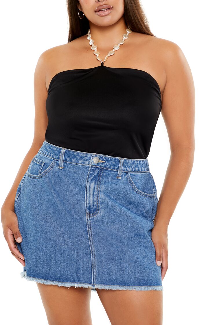 Plus Size Faux Pearl Halter Bodysuit - Forever 21