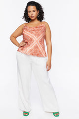 Plus Size Baroque Print Satin Cami - Forever 21