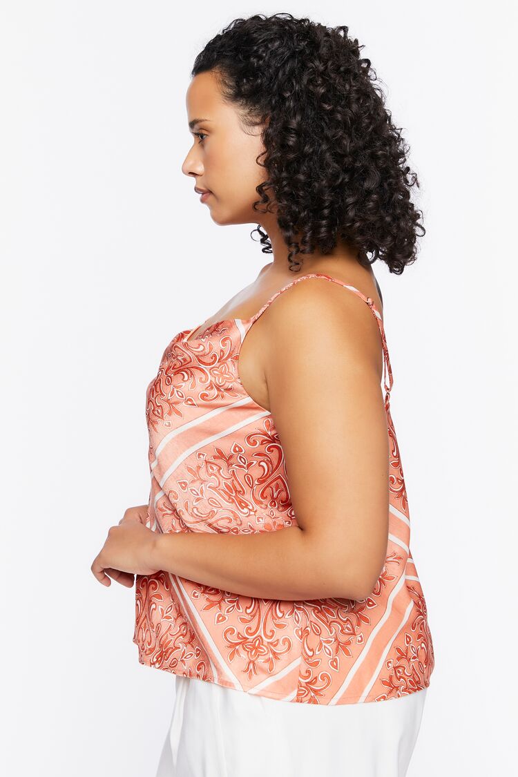 Plus Size Baroque Print Satin Cami - Forever 21