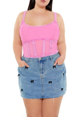 Plus Size Mesh Ruffle-Trim Cami - Forever 21