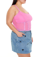 Plus Size Mesh Ruffle-Trim Cami - Forever 21