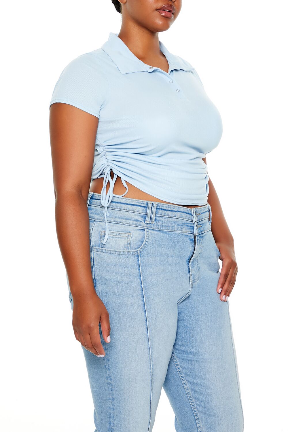 Plus Size Drawstring Polo Shirt - Forever 21