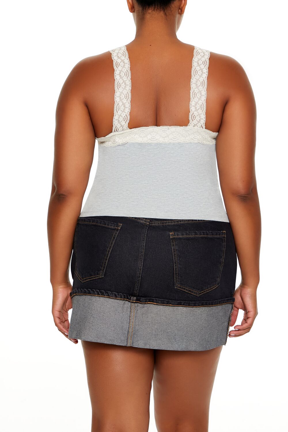 Plus Size Ribbed Lace-Trim Cami - Forever 21