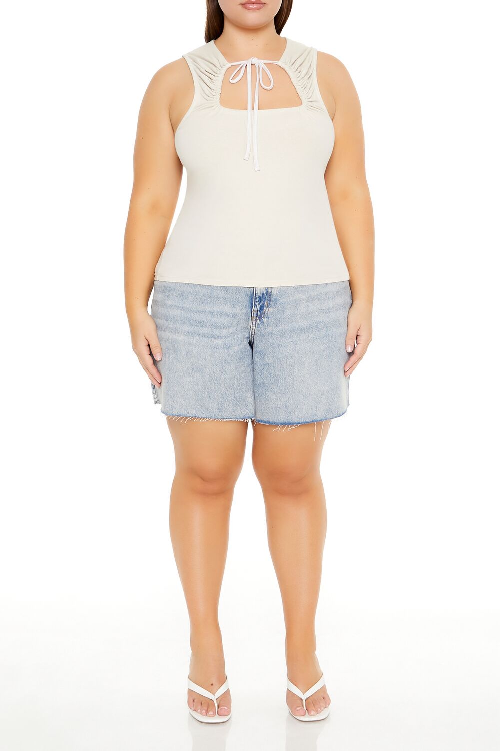 Plus Size Ruched Cutout Tank Top - Forever 21