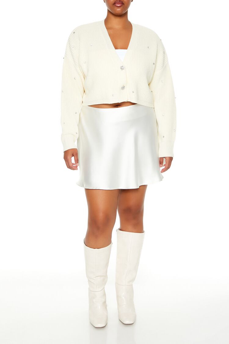 Plus Size Rhinestone Cardigan Sweater - Forever 21