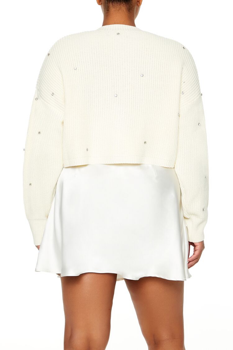 Plus Size Rhinestone Cardigan Sweater - Forever 21