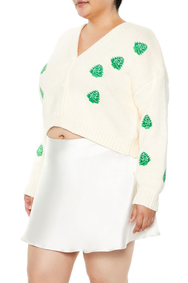 Plus Size Christmas Tree Cardigan Sweater - Forever 21