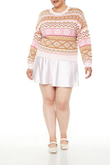 Plus Size Fair Isle Snowflake Cropped Sweater - Forever 21