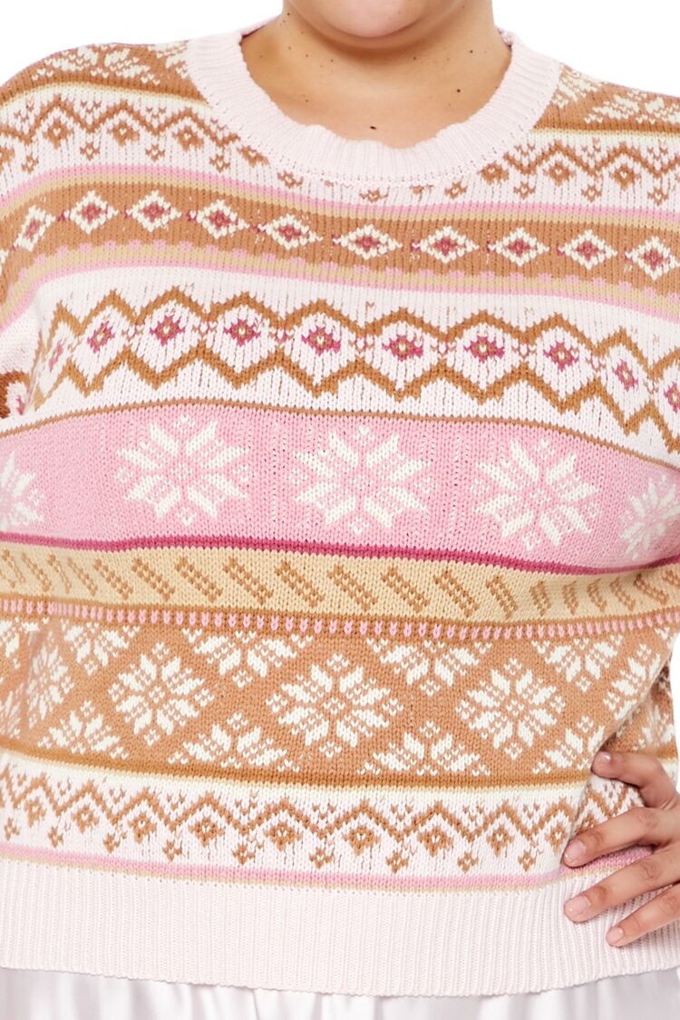 Plus Size Fair Isle Snowflake Cropped Sweater - Forever 21