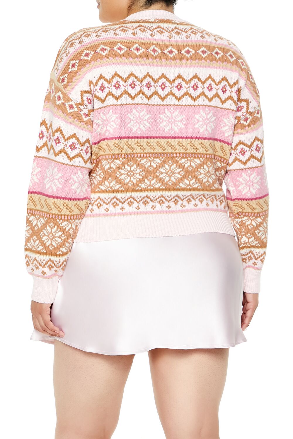 Plus Size Fair Isle Snowflake Cropped Sweater - Forever 21