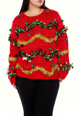 Plus Size Garland Pom Pom Sweater - Forever 21