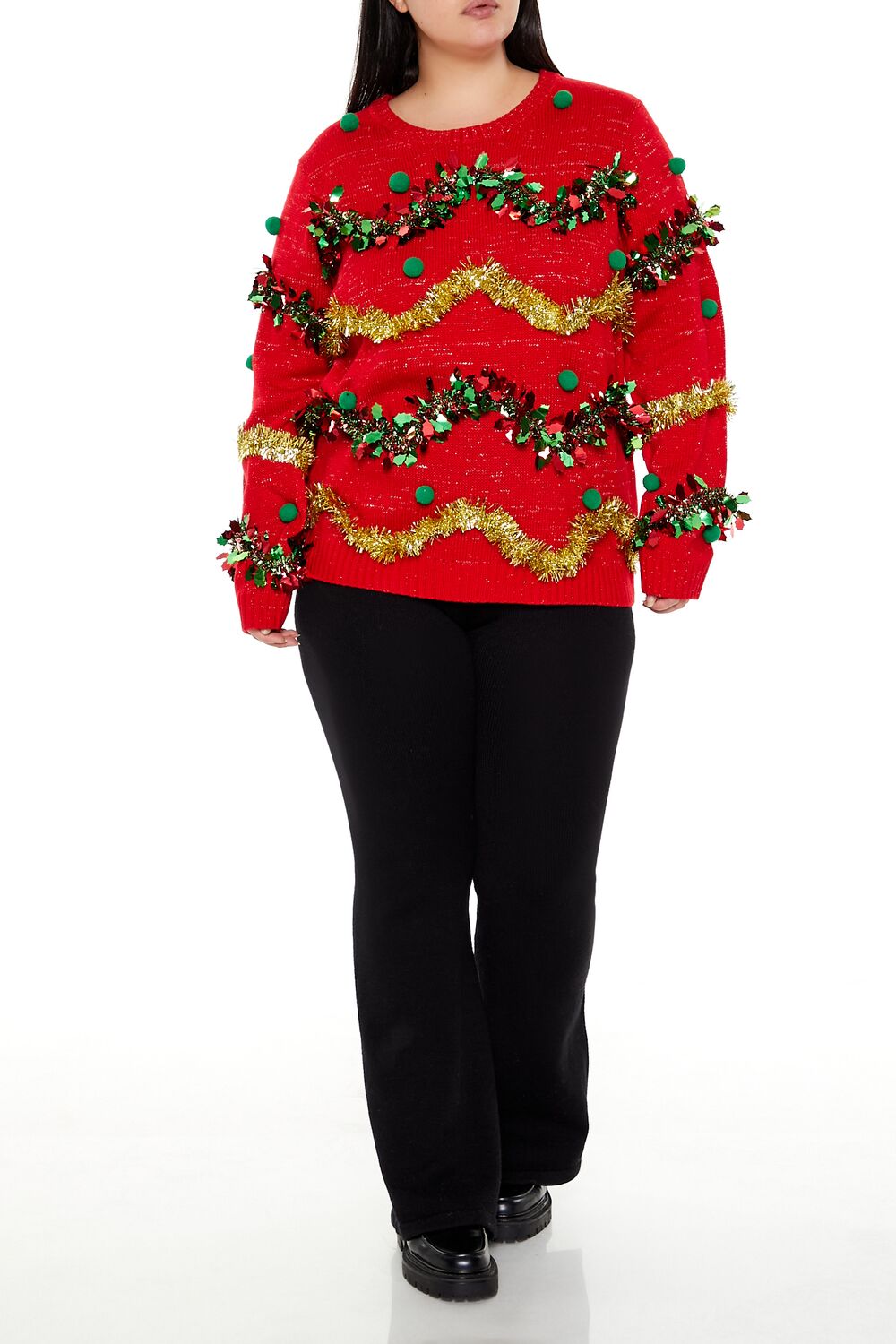 Plus Size Garland Pom Pom Sweater - Forever 21
