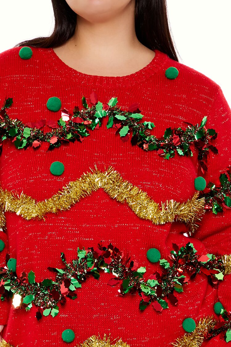 Plus Size Garland Pom Pom Sweater - Forever 21