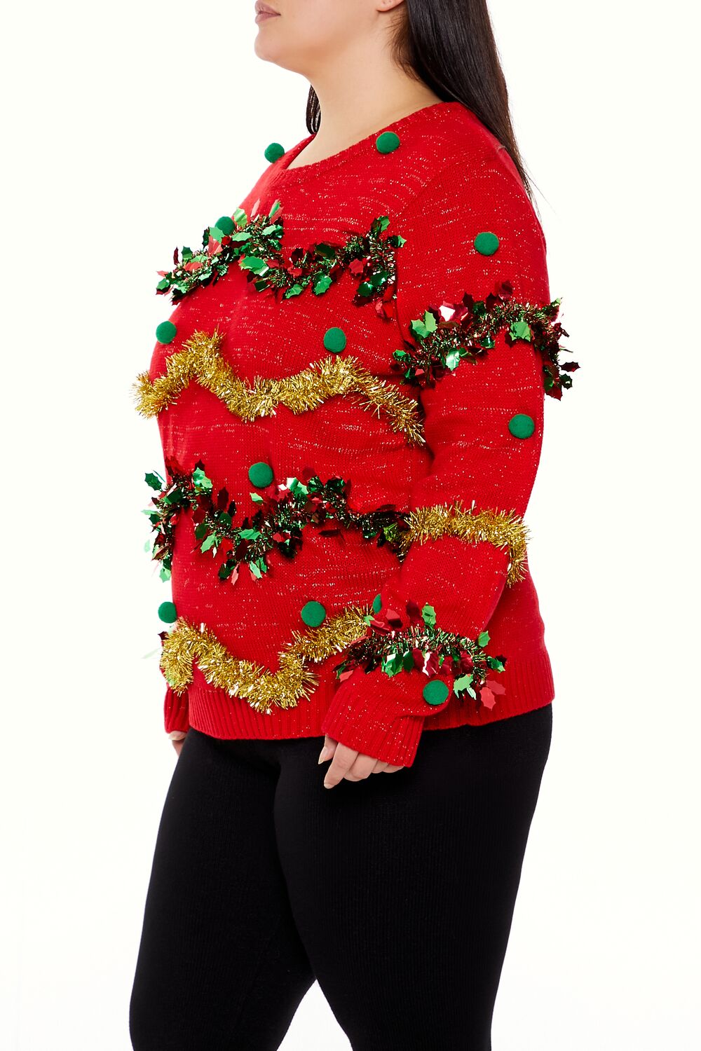 Plus Size Garland Pom Pom Sweater - Forever 21